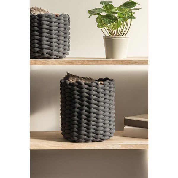 Tekstylny koszyk ø 25x25 cm Peach Skin Round M – Bigso-image-1