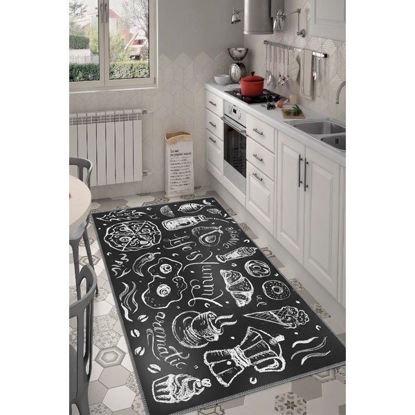 Czarny chodnik odpowiedni do prania 80x200 cm Life Is Yummy – Vitaus-image-1