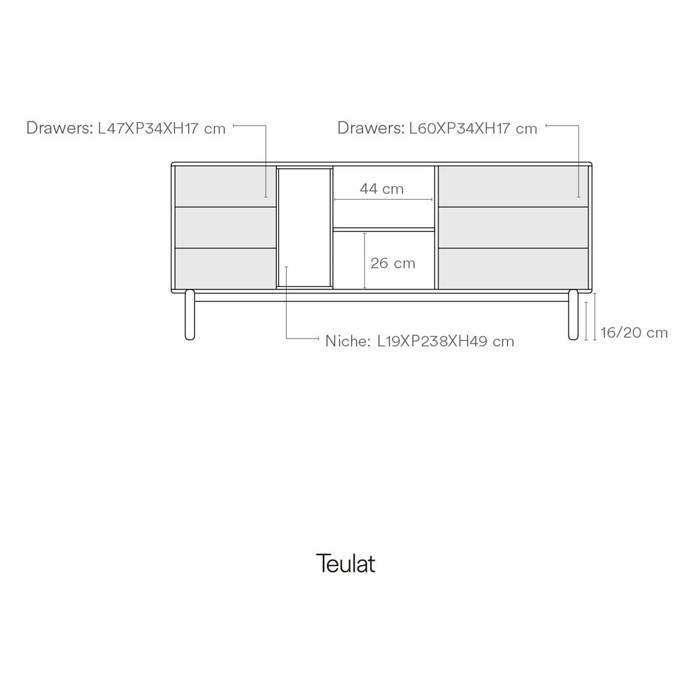 Ciemnoszara wysoka komoda 180x76 cm Corvo – Teulat (zdjęcie 10)
