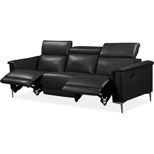 Czarna sofa z imitacji skóry 222 cm Lund – Støraa-image-1
