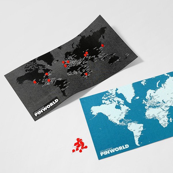 Czarna ścienna mapa świata Palomar Pin World Mini, 77x48 cm-image-4