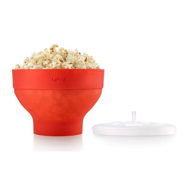 Silikonowa miska na popcorn, czerwona