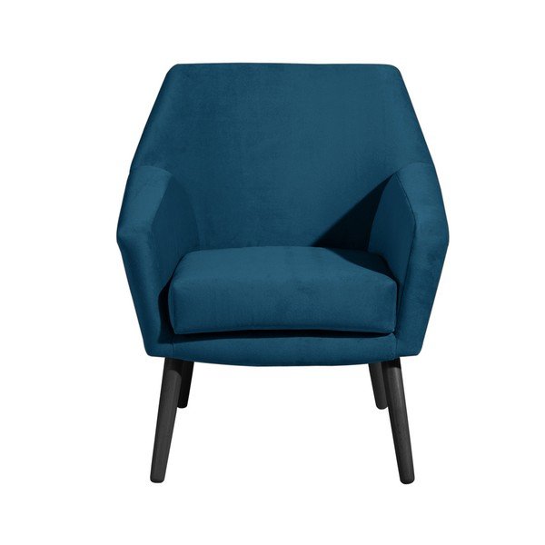 Niebieski aksamitny fotel z czarnymi nogami Max Winzer Alegro-image-2