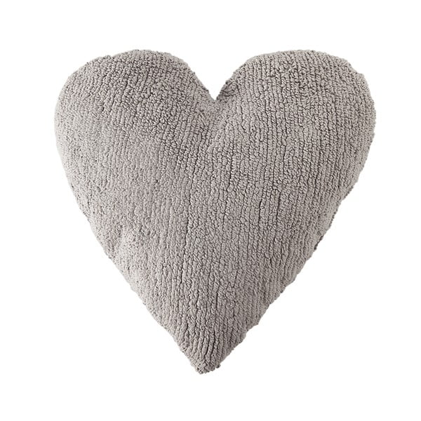 Jasnoszara poduszka bawełniana wykonana ręcznie Lorena Canals Heart, 47x50 cm