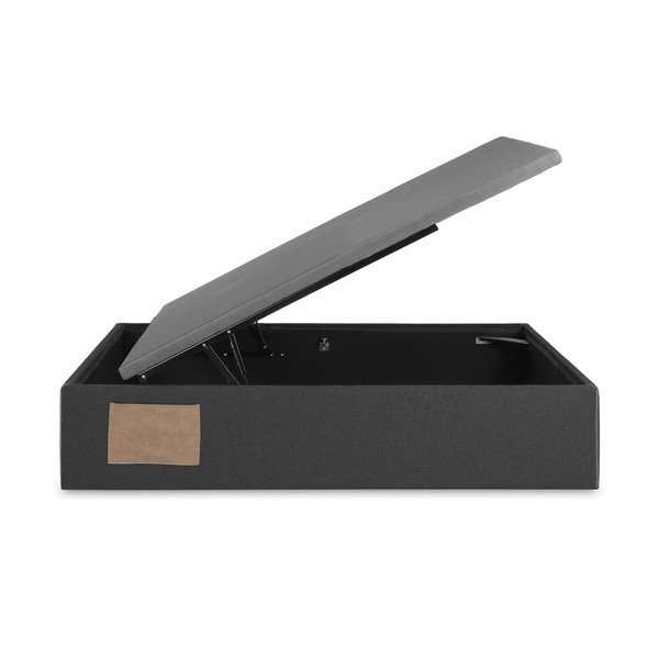 Czarne tapicerowane łóżko jednoosobowe ze schowkiem 90x190 cm Matters – Kave Home-image-2