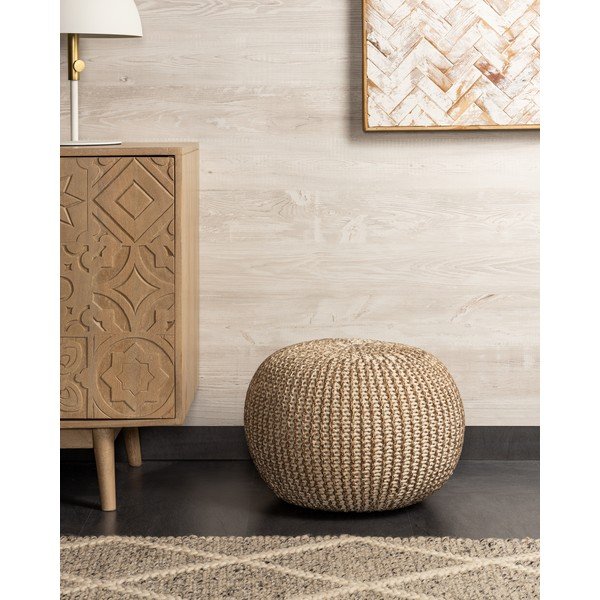 Brązowo-biały puf Kave Home Shore-image-3