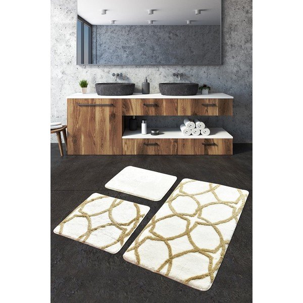 Brązowo-kremowe dywaniki łazienkowe zestaw 3 szt. 100x60 cm Bonne – Foutastic-image-2