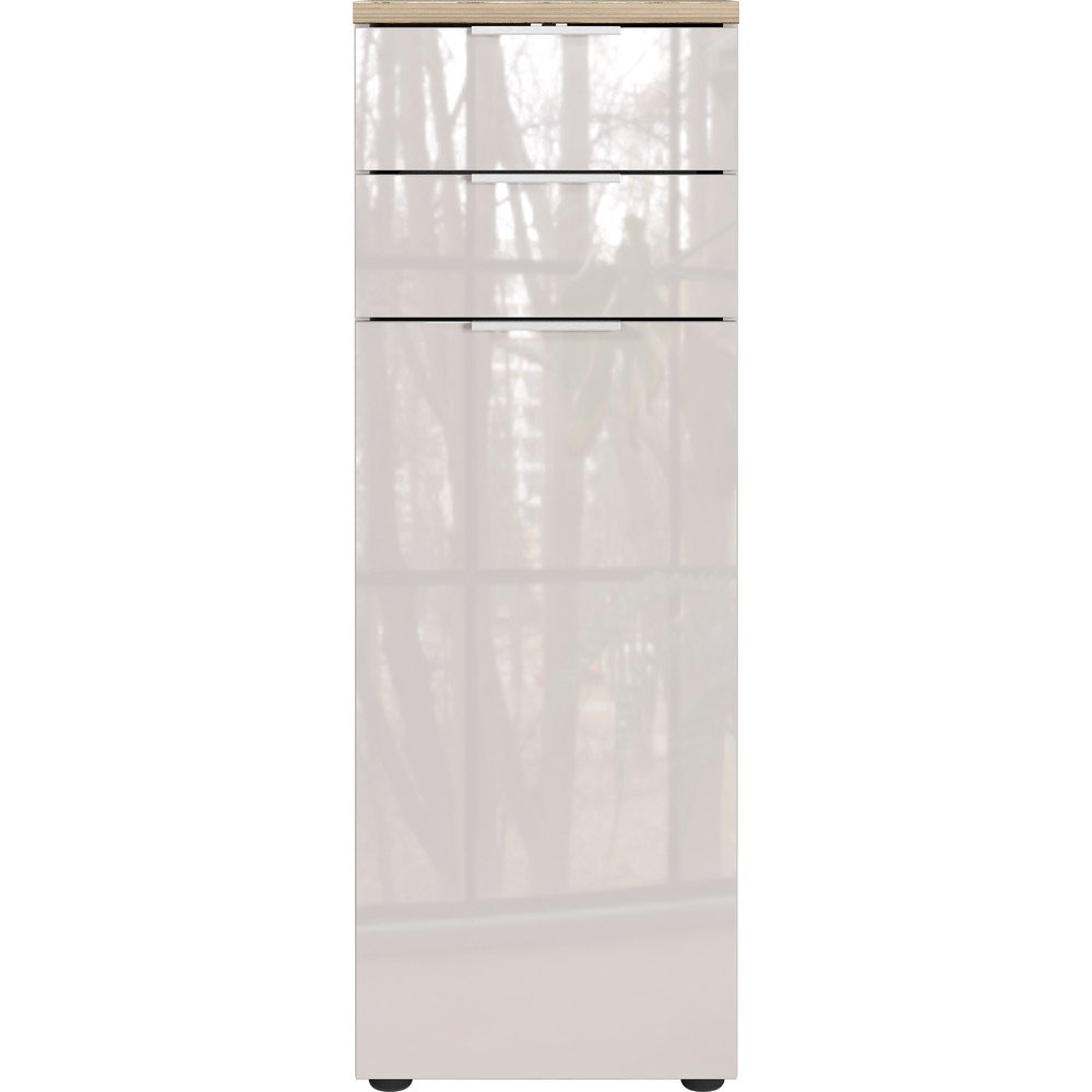 Kremowa wysoka/wąska szafka łazienkowa z połyskiem 39x112 cm Tavira – Germania