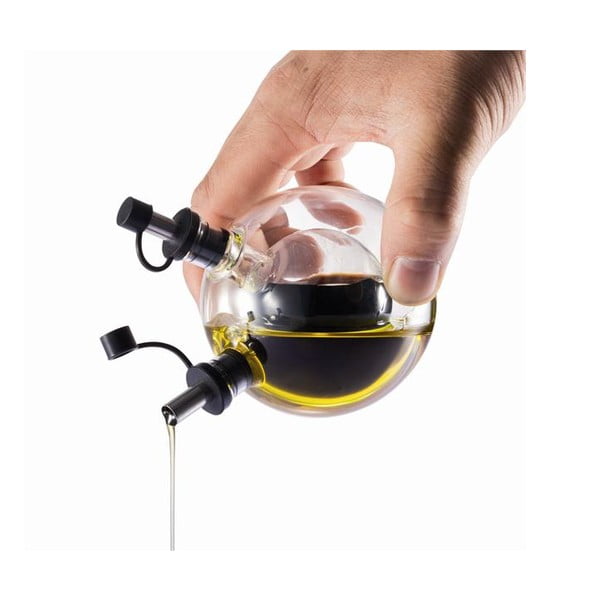 Zestaw butelek na ocet i olej z ręcznie dmuchanego szkła z tacką XD Design Orbit-image-2