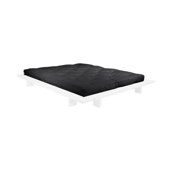 Łóżko dwuosobowe z drewna sosnowego z materacem Karup Design Japan Comfort Mat White/Black, 160x200 cm
