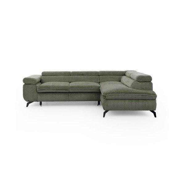 Zielony sztruksowy narożnik (prawostronny/w kształcie litery L) Marbeya  – Ropez