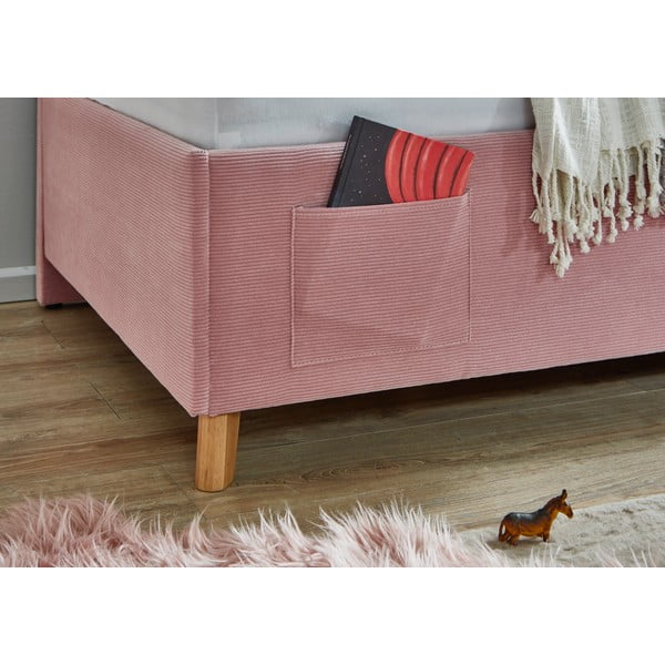 Różowe tapicerowane narożne łóżko dziecięce bez stelaża 90x200 cm Cool – Meise Möbel-image-3