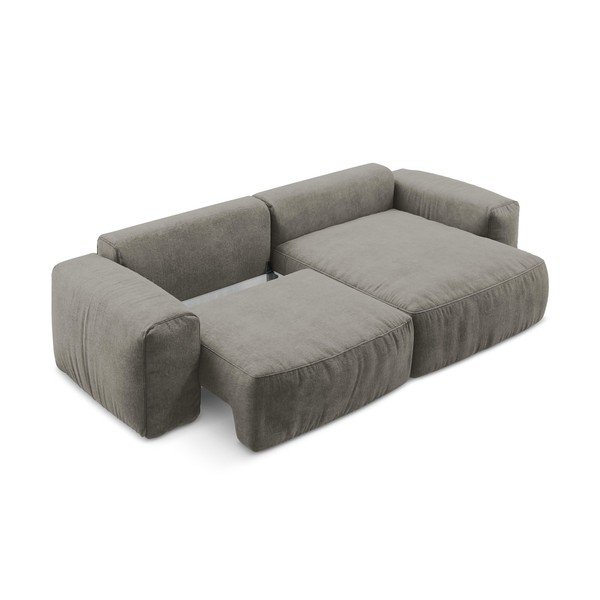 Szary rozkładany narożnik z tkaniny szenilowej (prawostronny/z szezlongiem) Kuki – Makamii-image-4