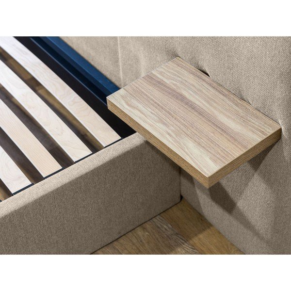 Beżowe tapicerowane łóżko dwuosobowe ze schowkiem i stelażem 160x200 cm Blandine – Bobochic Paris-image-4