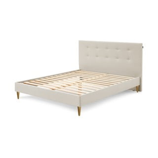 Beżowe tapicerowane łóżko dwuosobowe ze stelażem 180x200 cm Rory – Bobochic Paris