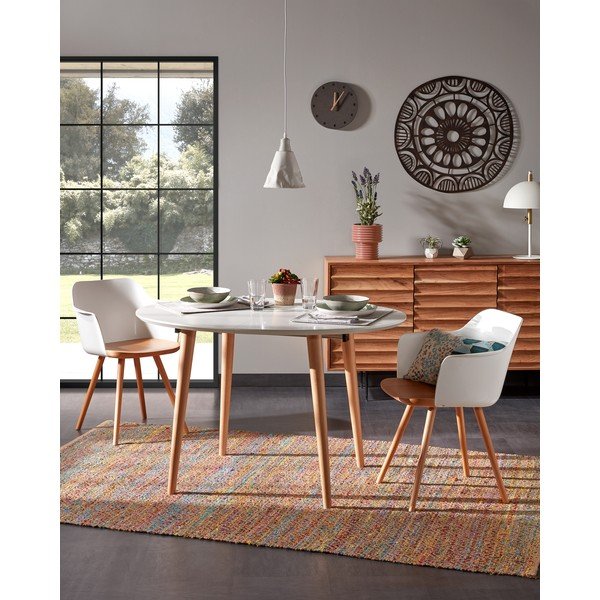 Biały fotel z nogami z drewna bukowego Kave Home Klam-image-1