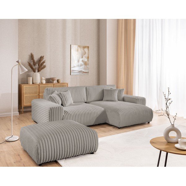 Jasnoszary sztruksowy podnóżek Justin – Ropez-image-3