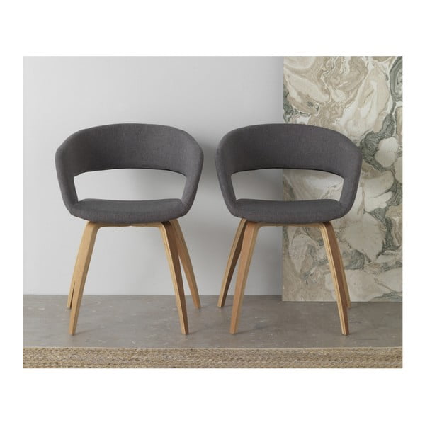 Zestaw 4 drewnianych krzeseł z szarym siedziskiem Geese-image-2