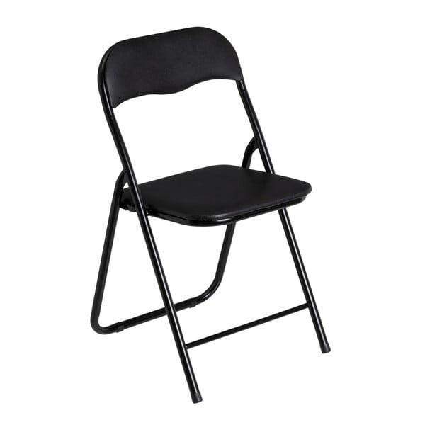 Czarne krzesło składane z imitacji skóry – Casa Selección