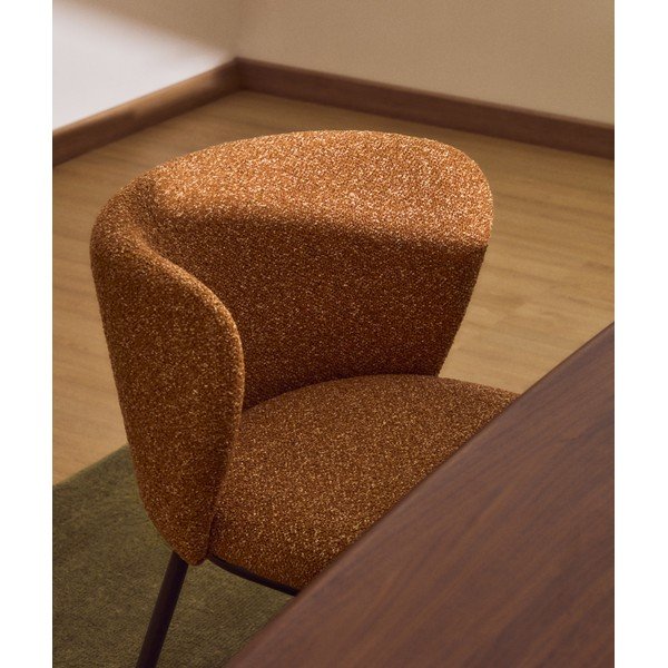 Tapicerowany fotel jadalniany w kolorze terakoty Ciselia – Kave Home-image-2
