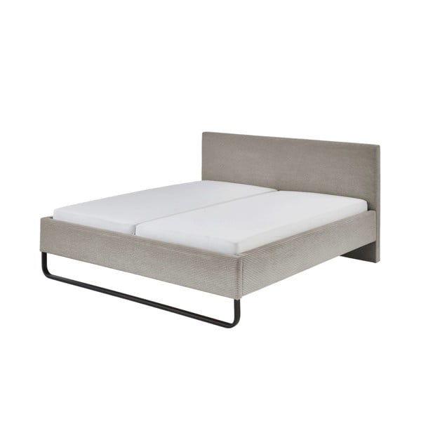 Szare/brązowe tapicerowane łóżko dwuosobowe bez stelaża 180x200 cm Swing – Meise Möbel