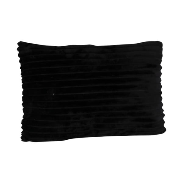 Czarna aksamitna poduszka PT LIVING Ribbed, 50x30 cm