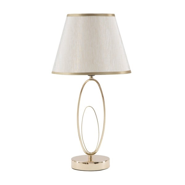 Biała lampa stołowa z konstrukcją w złotym kolorze Mauro Ferretti Flush
