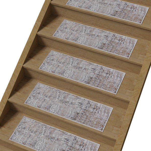 Szaro-beżowe bawełniane dywaniki na schody zestaw 16 szt. 25x65 cm Milano Bej – Vitaus-image-1