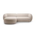 Beżowy aksamitny narożnik (lewostronny/z szezlongiem) Kate – Micadoni 