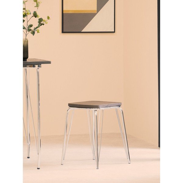 Stołek z litego drewna wiązu w kolorze srebra/w naturalnym kolorze District – Premier Housewares-image-1