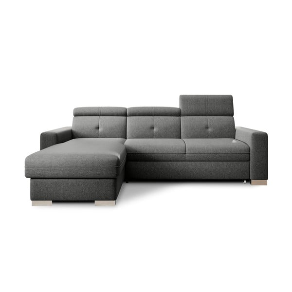 Szary rozkładany/ze schowkiem narożnik (lewostronny/z szezlongiem) Fresia – ELTAP