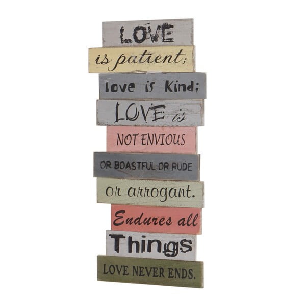 Drewniana dekoracja z napisami Mendler Shabby Love Is Patient
