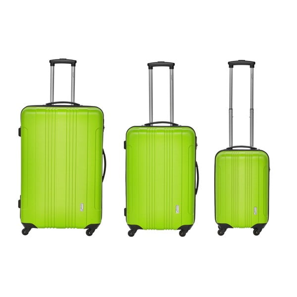 Zestaw 3 zielonych walizek podróżnych Packenger Traveller