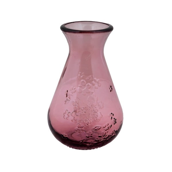 Różowy wazon ze szkła z recyklingu Ego Dekor Floral, wys. 20 cm