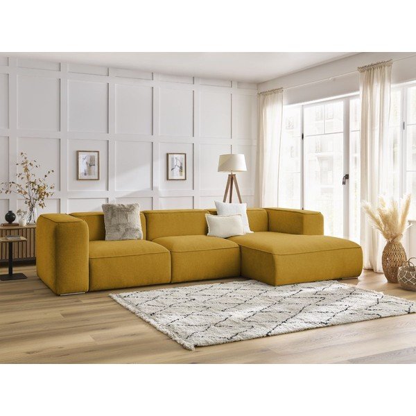 Narożnik z materiału bouclé w kolorze ochry (prawostronny) Zephyr – Bobochic Paris-image-1