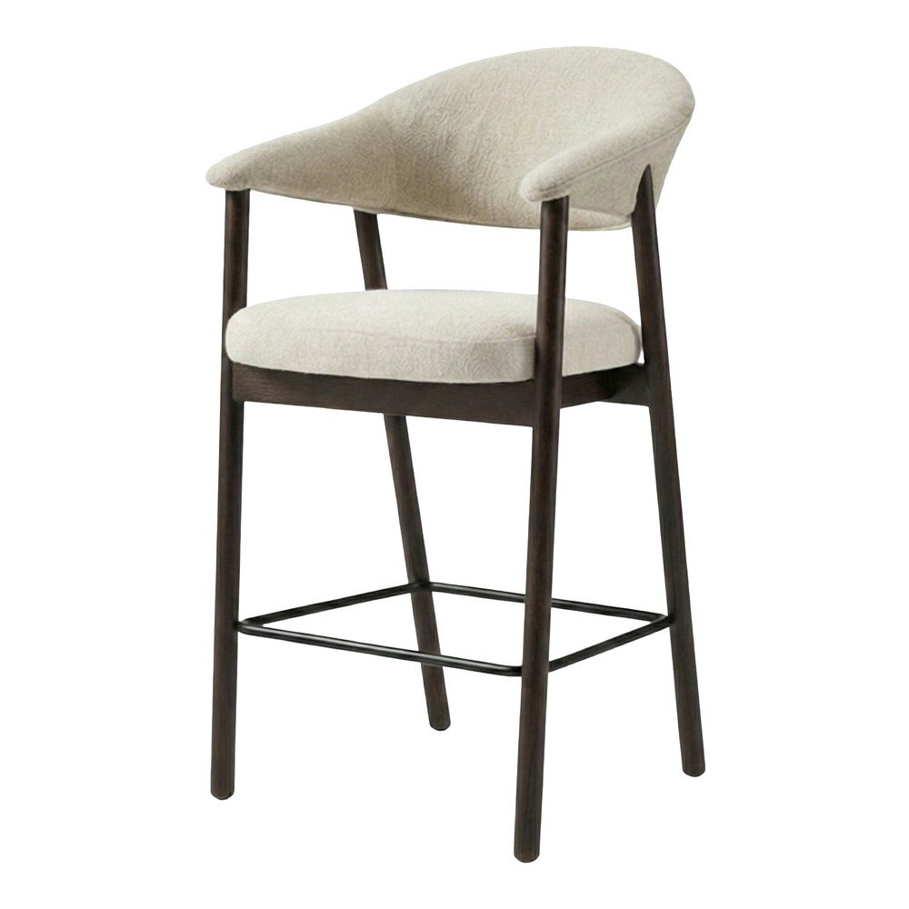 Brązowy/kremowy tapicerowany hoker z podłokietnikami (wysokość siedziska 67 cm) Elk – Unique Furniture
