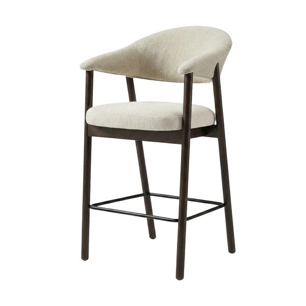 Brązowy/kremowy tapicerowany hoker z podłokietnikami (wysokość siedziska 67 cm) Elk – Unique Furniture