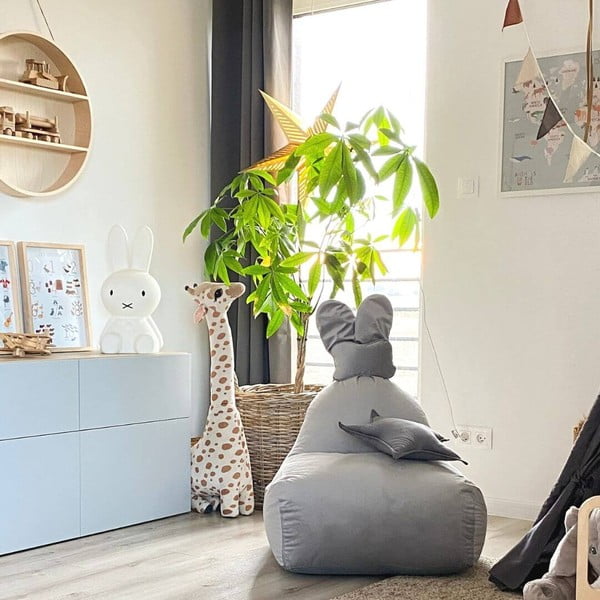 Jasnoszary dziecięcy worek do siedzenia Funny Bunny – The Brooklyn Kids-image-2