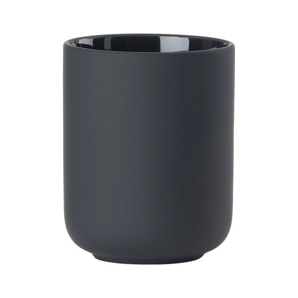 Czarny kamionkowy kubek na szczoteczki do zębów Ume − Zone