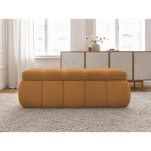 Ławka z materiału bouclé w kolorze ochry – Bobochic Paris-image-1