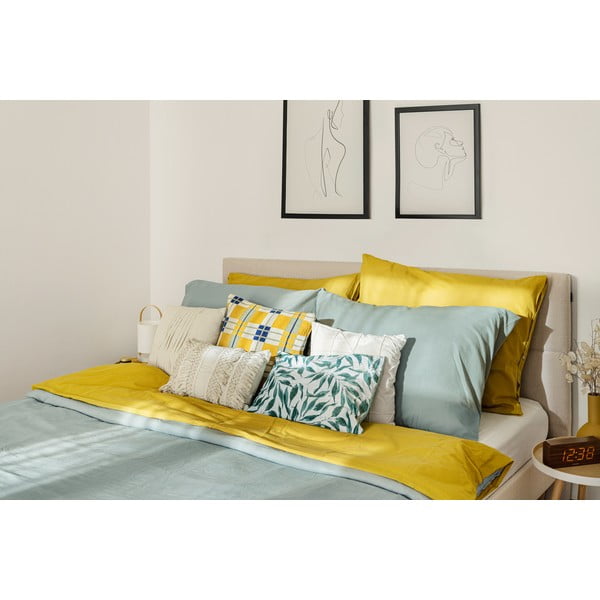 Beżowe tapicerowane łóżko dwuosobowe ze stelażem 180x200 cm Elyna – Bobochic Paris-image-4