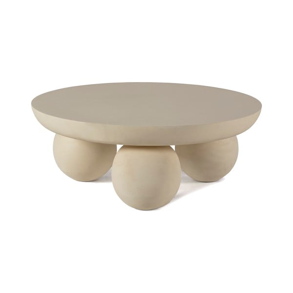 Beżowy okrągły stolik z litego drewna mango ø 90 cm Ailen – MOME-image-2