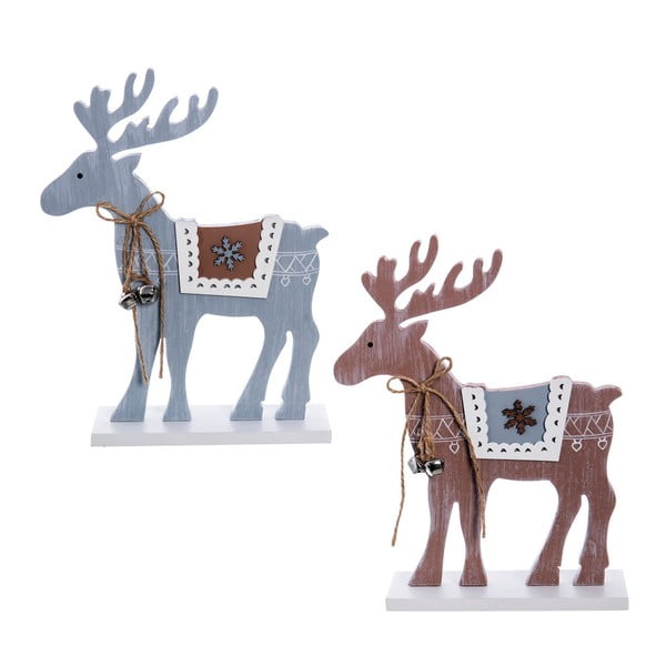 Zestaw 2 drewnianych dekoracji świątecznych Ixia Reindeer