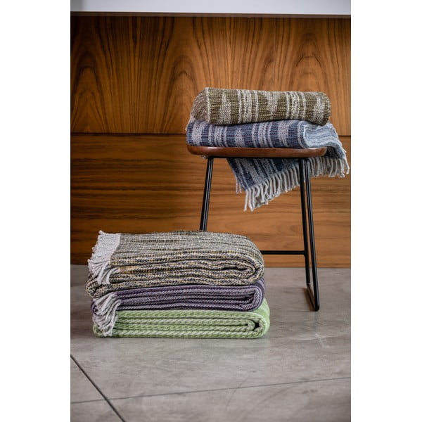 Ciemnozielony pled z domieszką bawełny Euromant Zanzibar, 140x180 cm-image-3