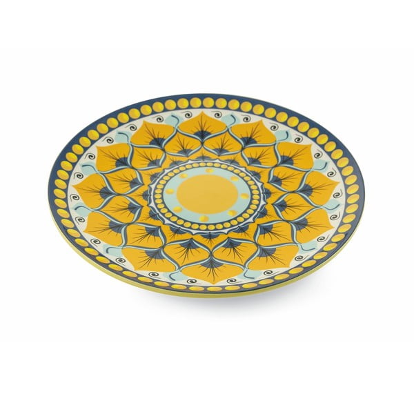Żółty okrągły talerz do serwowania z dolomitu Villa d´Este Sicilia