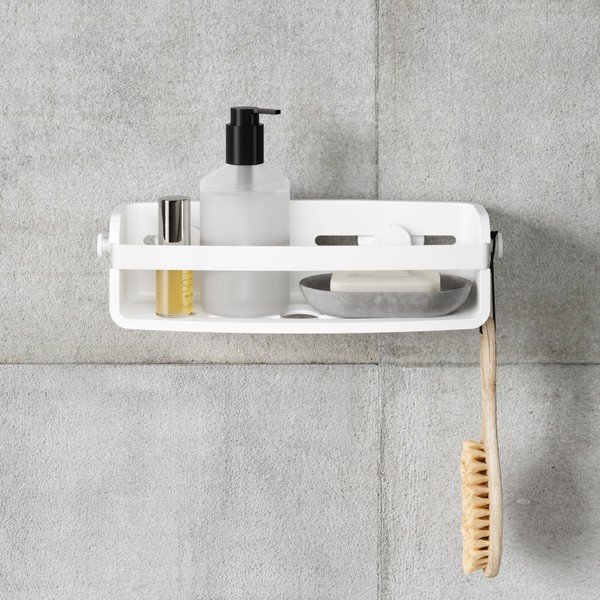 Biała samoprzylepna plastikowa półka łazienkowa Flex – Umbra-image-3