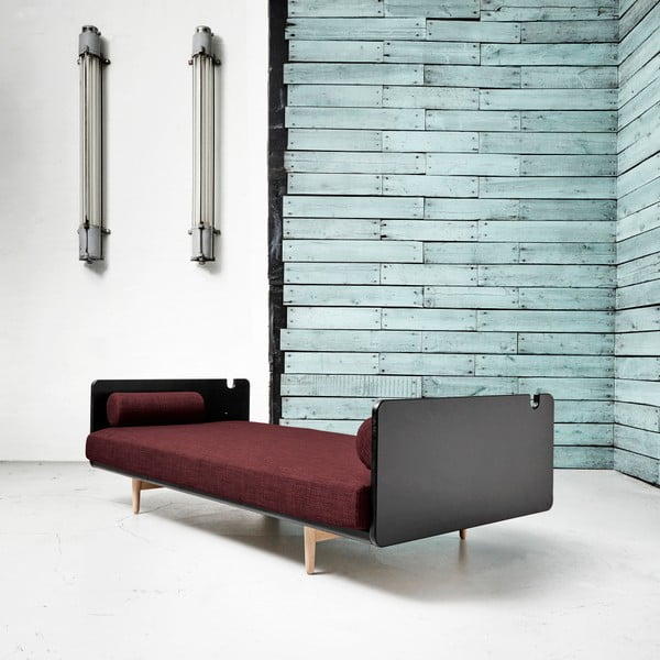 Sofa rozkładana Karup Deva Black/Raw Oak/Passion Red-image-1