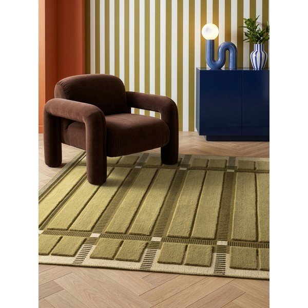 Zielony/beżowy wełniany dywan tkany ręcznie 120x170 cm – Asiatic Carpets-image-1