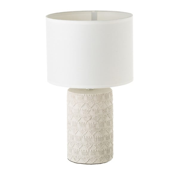 Biało-beżowa lampa stołowa z tekstylnym kloszem (wys. 41 cm) – Casa Selección
