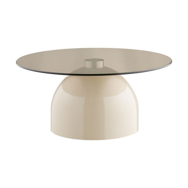 Beżowy okrągły stolik ze szklanym blatem ø 70 cm Ravello – House Nordic-image-2